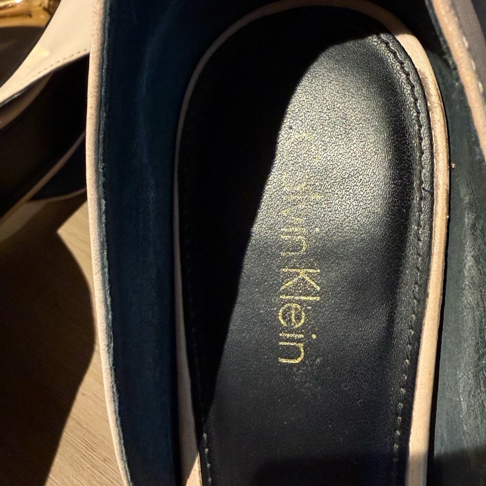 Calvin Klein Black and Gold D'Orsay Pointed-Toe Pumps - Picture 5 of 7